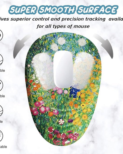 Mouse Pad, Cute Floral Mouse Pad with Wrist Rest Support and Non-Slip PU Base, Ergonomic Mousepad for Pain Relief, Office & Home, Computer, Oil Painting Flowers