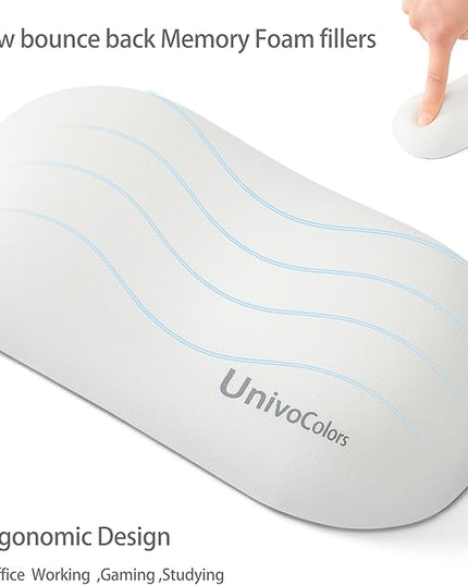 UnivoColors Design-Wave Wrist Rest, Artificial Sheepskin+Memory Foam+Ergonomic+Anti-Slip Gel, Resilience Support During Work and Gaming,Mouse Accessory,White