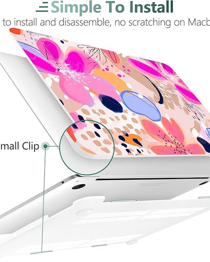DONGKE Compatible with MacBook Pro 13 inch Case 2024 2023-2020 Release A2338 M2/M1 A2251 A2289 with Retina Display & Touch ID, Plastic Hard Shell & Keyboard Cover & Screen Film - Floral Artistic