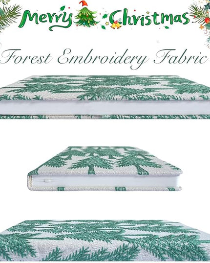 ipoul Embroidered Journal, Pretty Notebook, A5, Hardcover, Lay Flat, Ruled Paper, Personal Journal for Women, Christmas Pine Tree, Evergreen, Cute