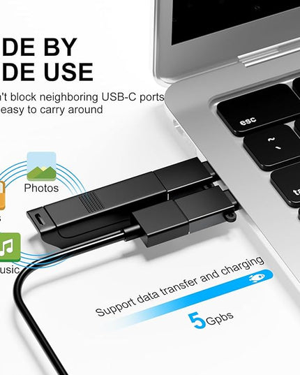 USB Type C Adapter 4 Pack,USBC to USB Adapter,Type C Adapter,USBC Male Female Data Sync Charging Cable Converter for iPhone 15,MacBook Pro,iPad,Car Play,Black