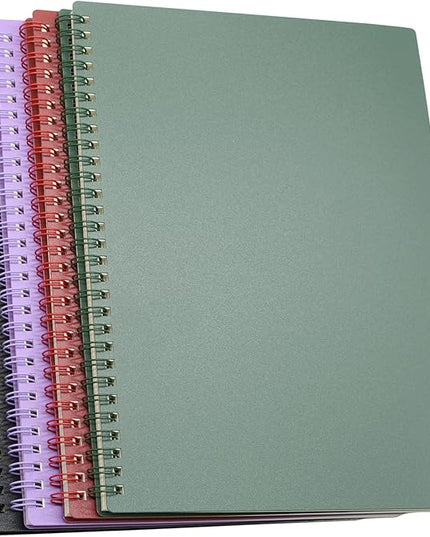 Yansanido Spiral Notebook, 4 Pcs 10 Inch x 7.4 Inch B5 Thick Plastic Hardcover 7mm College Ruled 4 Color 80 Sheets -160 Pages Journals for Study, Work, Travel and Notes (B5, 4 Pcs Dark Color 2)