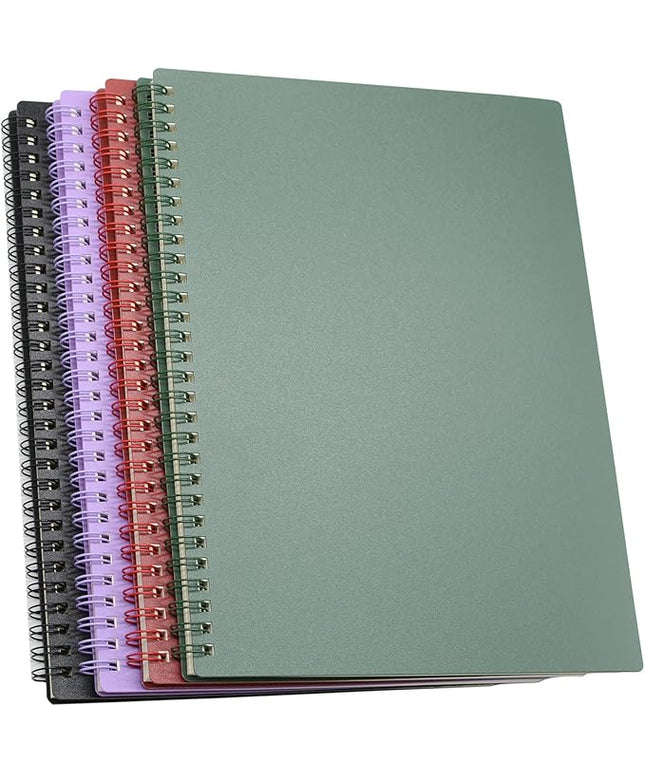 Yansanido Spiral Notebook, 4 Pcs 10 Inch x 7.4 Inch B5 Thick Plastic Hardcover 7mm College Ruled 4 Color 80 Sheets -160 Pages Journals for Study, Work, Travel and Notes (B5, 4 Pcs Dark Color 2)