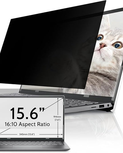 Laptop Privacy Screen 15.6 Inch for HP Dell Acer Asus Lenovo Thinkpad Envy Xps, 16:10 Aspect IPROKKO Removable 15.6in Anti Blue Light Glare Privacy Filter Shield, Anti Spy Computer Monitor Security