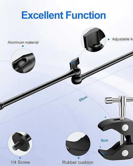 EMART 22inch Articulating Magic Arm Camera Mount with Super Clamp, Friction Power Adjustable Camera Mounts & Clamps with Magicarm and Cold Shoe for Photography/Videography/Webcam/Flash Light