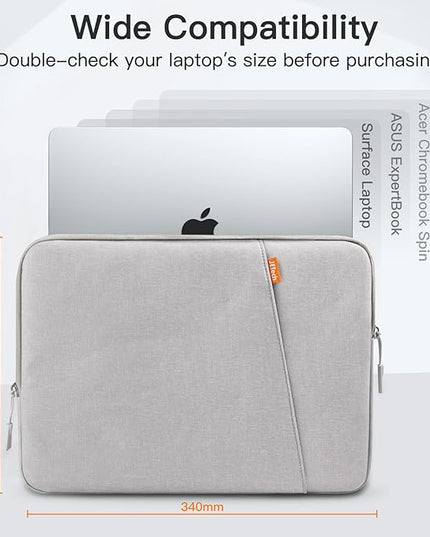 JETech Laptop Sleeve for 13-14Inch MacBook Air/Pro (M5/M4/M3/M2/M1) 2020-2025, 13-13.6 Inch Notebook, Waterproof Shock Resistant Bag Case with Accessory Pocket (Light Grey)
