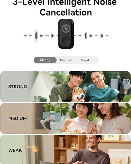Hollyland Lark A1 Wireless Mini Microphone for iPhone & Android, 48kHz/24-bit, 3-Level Intelligent Noise Cancel, Microphone for YouTube, Podcast, Vlogging (Blue, 2TX + 2RX + Charging Case)