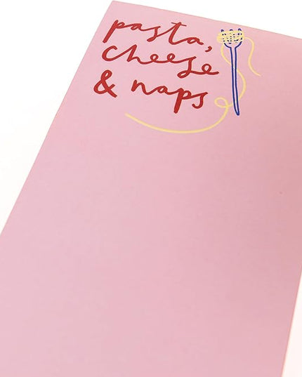 Graphique Pasta & Naps Magnetic Notepad, 100 Tear-Away Sheets for Grocery, Shopping & To-Do Lists, Writing Pad for Fridge, Kitchen, Office