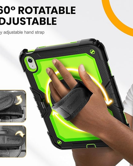 timecity for iPad (A16) 11th/ 10th Generation Case 11''/ 10.9 Inch (2025/2022) - Heavy Duty Protective Cover with Screen Protector, Stand, Shoulder Strap & Pencil Holder | Kids-Friendly - Green