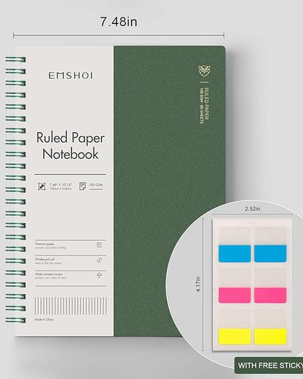 EMSHOI 3 Pack Spiral Notebook 7.48" x 10.15" - B5 Large Composition Notebooks College Ruled, 480 Pages 100gsm Lined Paper, Plastic Hardcover Journals for Writing Women Men Work School Supplies Gifts