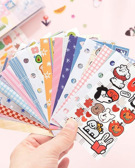 Japanese Manga Style Sticker Book with 30 Sheets of Glitter Sand, Matte Film and Writable Note Stickers for DIY Scrapbooking Journaling(Little Wish)