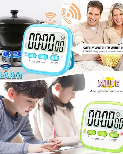 Antonki 2 Pack Classroom Timers for Kids Teachers, Magnetic Countdown Digital Kitchen Timer for Cooking, Study, Exercise, Games, Time Mangement - Loud/Silent Mode - Battery Included