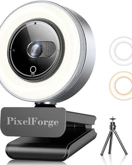 4K Webcam for PC with Microphone & Light & Privacy Cover, Web Camera for Desktop Computer/Laptop/Monitor/Mac, 4K UHD Sony Sensor, PDAF Auto Focus, Dual AI Noise-Cancelling Mics, USB Camera