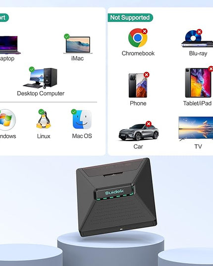 External CD DVD Drive for Laptop, 7 in 1 Portable CD DVD +/-RW Burner Reader with M.2 NVMe Interface,SD/Micro SD Card Slots and USB A Type C 2.0, Compatible with Laptop PC Mac Windows Linux