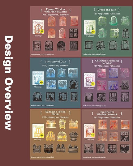 Miyouluna 120Pcs Silhouette Window PET Sticker Set, Transparent Nature Stickers for Scrapbooking, Journaling, Planner, DIY Crafts