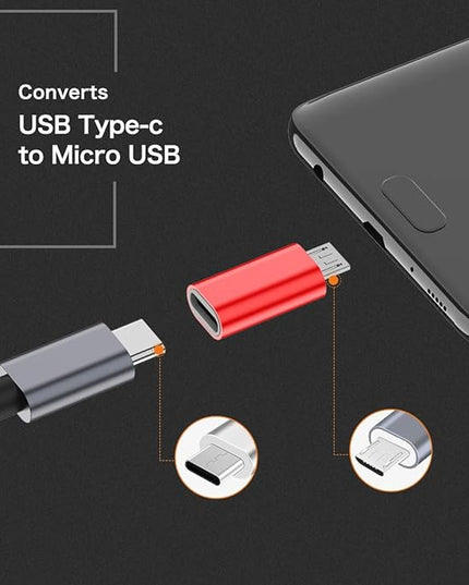 JXMOX USB C to Micro USB Adapter, (4-Pack) Type C Female to Micro USB Male Convert Connector Support Charge Data Sync Compatible with Samsung Galaxy S7/S7 Edge, Nexus 5/6 and Micro USB Devices (Red)