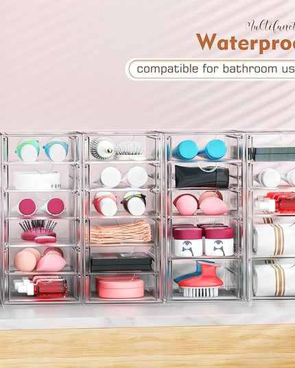 ARSTPEOE 22 Drawers, Acrylic Desk Makeup Organizer, Plastic Drawers Organizer, Stackable Storage Solution for Makeup, Dresser, Office, Bathroom Clear Plastic Craft and Bead Storage Cabinet