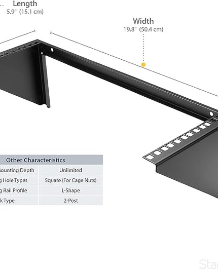 StarTech.com 4U Wall Mount Patch Panel Bracket - 19 inch Steel Vertical Mounting Rack for Network and Data Equipment, TAA (RK419WALLV)