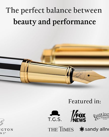 Ellington Pens Luxury Fountain Pen Set - Smooth Fine Nib- Includes 3 Ink Cartridges, Refillable Ink Converter, Gift Box- Fountain Pens For Writing, Calligraphy, Journaling, Sketching (Master Chopin)