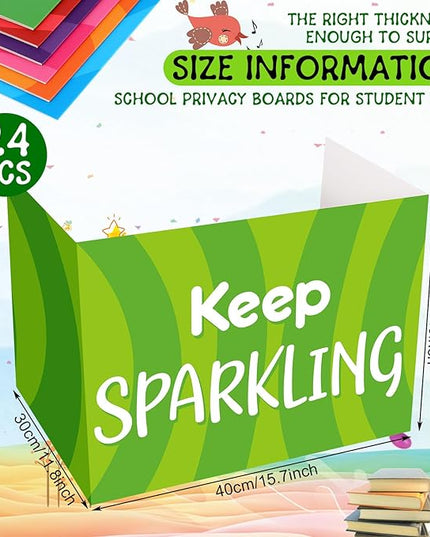 Honoson 24 Pcs Bulk Inspirational Privacy Folders for Students Cardboard Test Privacy Boards Motivational Words Desk Dividers Shield for Classroom School Study Supplies, 6 Styles(Affirmation)