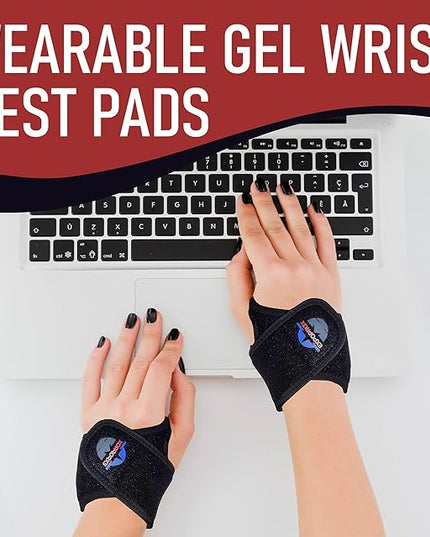 EXPOPROX-Wearable Wrist Rest Pads, 2 Pc. Set, Ergonomic Mouse and Keyboard Support Cushions to Reduce Joint Stress, Tension,Adjustable Fit with Padded Comfort.