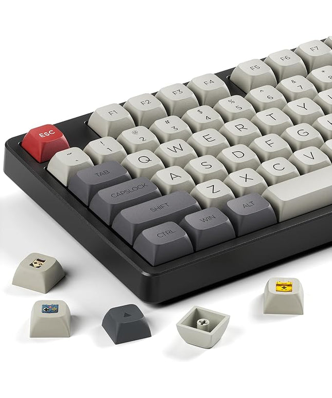 XDA Profile PBT Keycaps, Retro Game Console Custom Keycap Set, XVX Keyboard Keycap 75 Percent with Dye-Sublimation Suitable for Most 65% 80% 100% Gateron Cherry MX Switches Mechanical Keyboard