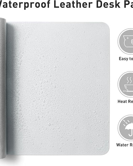 Aothia Faux Leather Desk Mat – Large Mouse Pad, Non-Slip PU Leather Blotter, Waterproof Writing Surface for Office and Home (Barely Grey, 47.2" x 23.6")