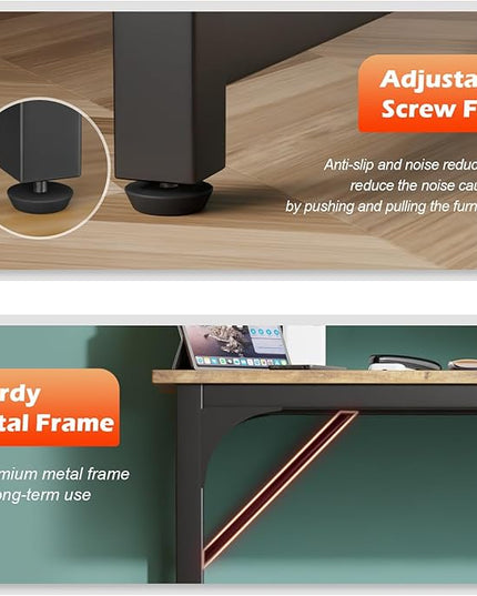 PayLessHere 32/39/47 inch Computer Desk Study Writing Table, Adjustable feet, Modern Furniture for Home Office (1, Vintage, 39 inch)