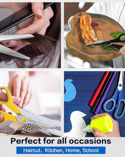 Scissors, VERONES 8 Inch Soft Comfort-Grip Handles & Stainless Steel Sharp Blades Perfect for Cutting Paper, Fabric Photos, & More, 15-Pack