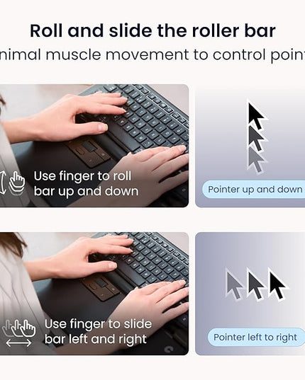 Contour RollerMouse Pro Ergonomic Central Rollerbar Design for Neck, Shoulder & Wrist Pain Relief, 6 Programmable Buttons, 600-2800 DPI, Productivity Plug & Play Mac & PC - Wireless - Extended