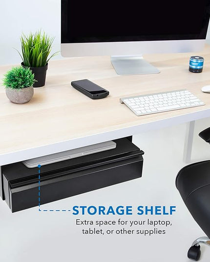 Mount-It! Under Desk Pull-Out Drawer Kit with Laptop and Tablet Shelf | Office Storage Organizer | Mounts to Desktops Tables and Workbenches Over 0.71 Inches Thick | Matte Black