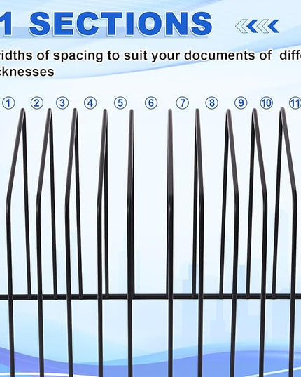 6 Pcs Desktop Organizer Wire Desk File Organizer Vertical Metal Stand up File Stand for Office Home, 11 Sections, Black