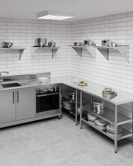 AmGood 24" Long X 16" Deep Stainless Steel Wall Shelf | NSF Certified | Appliance & Equipment Metal Shelving | Kitchen, Restaurant, Garage, Laundry, Utility Room