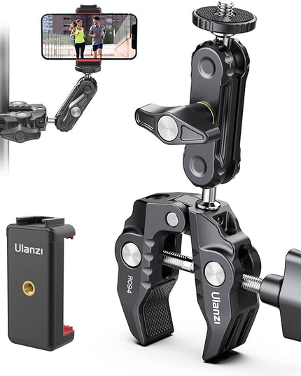 ULANZI Super Clamp Camera Clamp Mount Monitor 360° Ballhead Magic Arm Double Ball Head Adapter with 1/4"-20 & 3/8"-16 Thread ST-07 Phone Tripod Mount