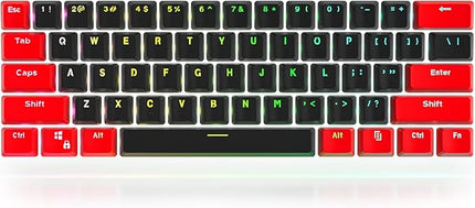 GTSP Red and Black Keycaps 60% Percent PBT Key Cap Set with 6.25U Space Key for Cherry MX Gateron Kailh Switches Gaming Keyboard (Only keycaps)