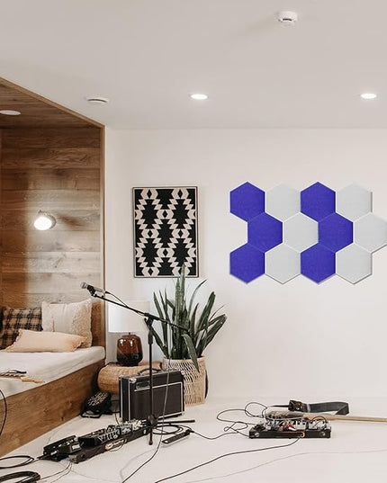 18Pack Hexagon Acoustic Panels 12" X 10" X 0.4" Sound Proof Panels,High Density Sound Dampening Panels With Self-Adhesive Soundproof Absorbing Wall Panels For Home Insulation Studio Office (Dark Blue)