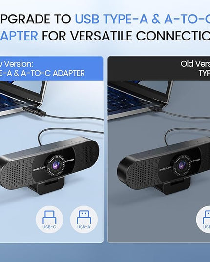 EMEET 1080P Webcam with Microphone, C960 Web Cam, 2 Mics, 90° FOV, USB Type-A & A-to-C Adapter, Plug&Play Computer Camera for Online Calling, Zoom/Teams/Facetime, Switch 2 Camera Support, 2025 Version