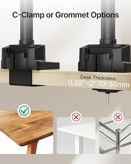 monTEK Triple Monitor Mount for Max 27 inch Computer Screens, 3 Monitor Desk Mount Each Arms Holds up to 19.8lbs, Three Monitors Desk Arm with Swivel, Tilt, Rotation, MA1009PBK-T