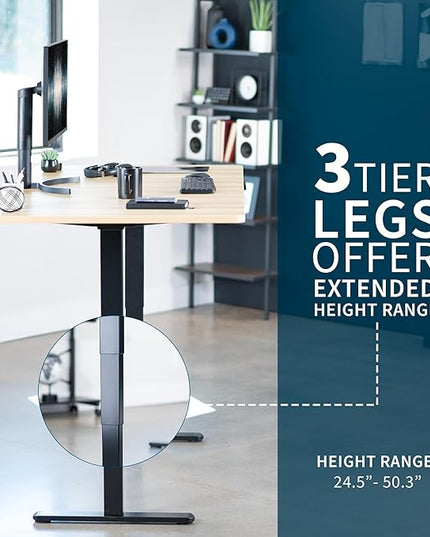 VIVO Electric 71 x 36 in Dual Motor Sit Stand Desk, Memory Height Adjustment, 2B Series, Light Wood Top Black Frame, DESK-KIT-2B7C-36