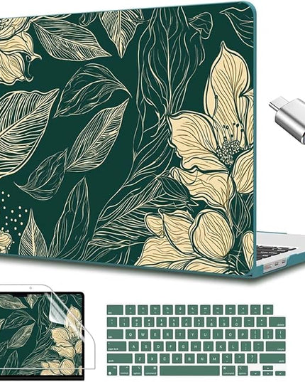 CISSOOK Compatible with MacBook Air 13.6 inch Case 2022 2023 2024 2025 Release A2681 M2 A3113 M3, Plastic Hard Shell Case & Keyboard Cover & Screen Protector, Elegant Floral