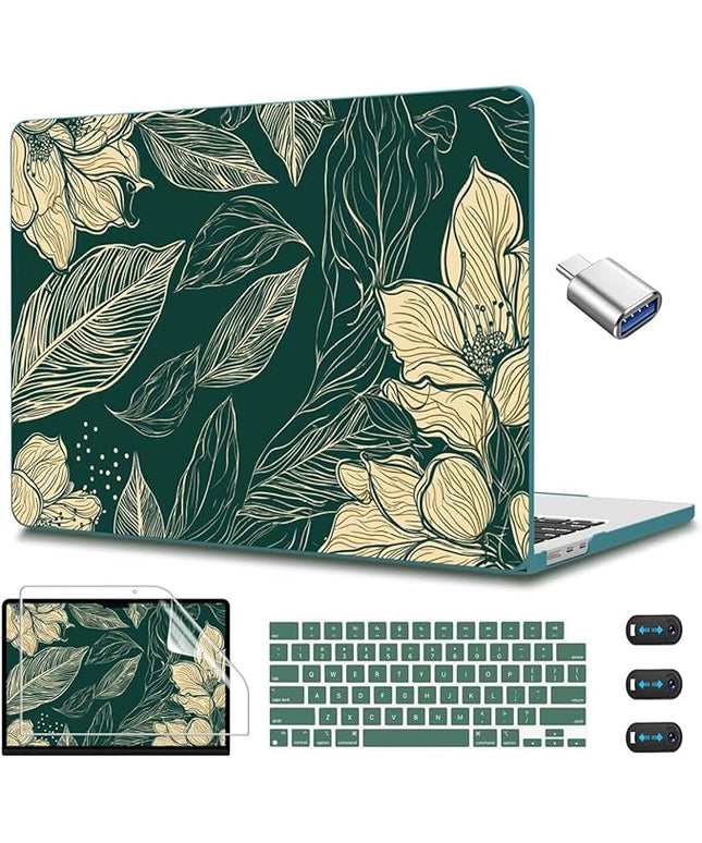 CISSOOK Compatible with MacBook Air 13.6 inch Case 2022 2023 2024 2025 Release A2681 M2 A3113 M3, Plastic Hard Shell Case & Keyboard Cover & Screen Protector, Elegant Floral