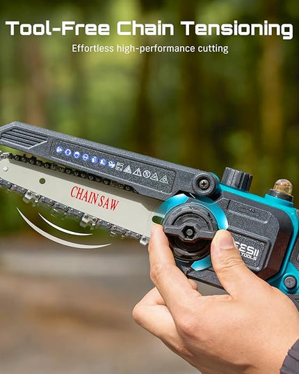 SEESII Electric Chainsaw Trimmer Pruner: 3-in-1 Cordless Chainsaw, Hedge Trimmer, Pruning Shears with 2× Rechargeable 4000mAh Batteries, Garden Tool Kit for Tree Trimming and Branch Cutting