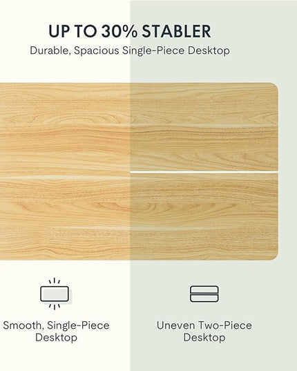 FLEXISPOT EN1 One-Piece Standing Desk with 1-Inch Thick Desktop, 60"x24" Electric Height Adjustable Desk for Home Office & Multi-Device Workstations, Maple