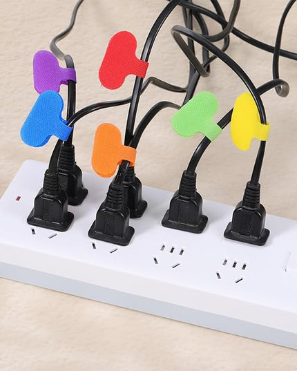 Multi-Color Nylon Cable Labels Tags, 30 PCS Reusable Cord Labels for Electronics Writable Electronic Cable Identification Tags, Self-Adhesive Oval Tag Wire Label Wire Markers for Organization