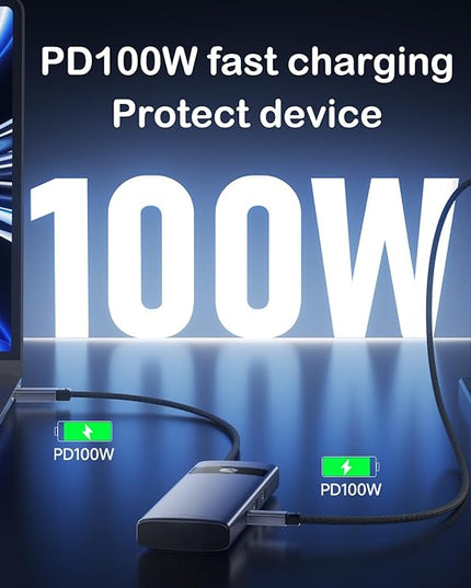 DiamondTiger 7-in-1 USB C Hub,4K 30Hz HDMI Adapter, USB-C Docking Station with 100W PD,TF/MicroSD Card Reader,USB-A 2.0,3.0,Type-C 3.0 Ports,Compatible with MacBook Pro/Air,iPad,iPhone15/Pro Max