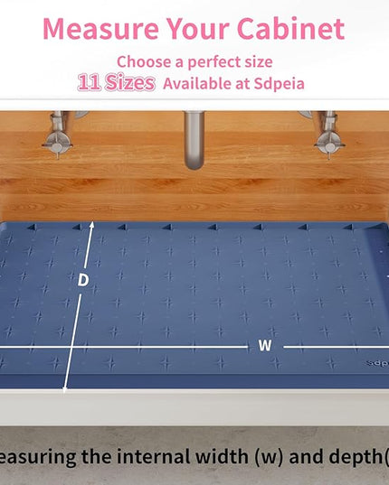 Sdpeia Under Sink Mat 28"×22" Waterproof Silicone Cabinet Liner & Sink Protector for Kitchen & Bathroom, Multi-Purpose Organizers Tray for Pets, Laundry, Cat Litter Mat