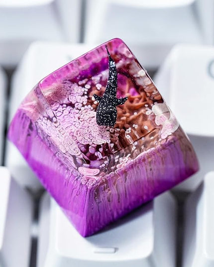 Whale Shark Artisan Keycap Purple and Maroon Ocean R1 SA Profile Custom Sea Creatures Keycaps 1U ESC Handmade Gaming Resin Key Cap Cherry MX Switch Compatible Mechanical Keyboard Sea Lover Gift