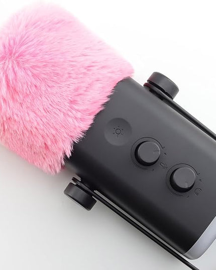 LEFXMOPHY Windscreen for FIFINE AM8 Microphone Replacement Pop filter, Pink Furry Wind Muff Deadcat Cover