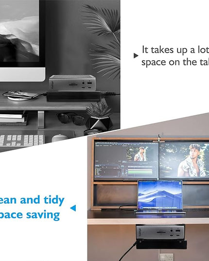 Under Desk Holder for Thunderbolt 4 Dock/Thunderbolt 3 Dock and Power Cable, Under Desk Iron Storage Rack for TS4 / TS3 Plus, No Drill, Easy Install with All Hardware Included