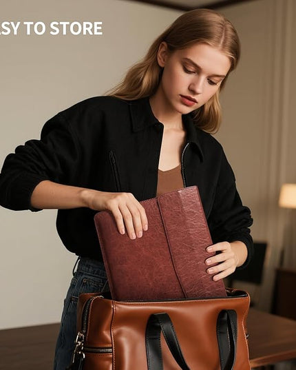 13 inch Genuine Leather Laptop Sleeve for MacBook Air 13 inch M4 M3 M2 M1 2025-2018 & MacBook Pro 13 inch M2/M1 2025-2016,Magnetic Closure Protective Case with Microfiber Lining,Red Brown